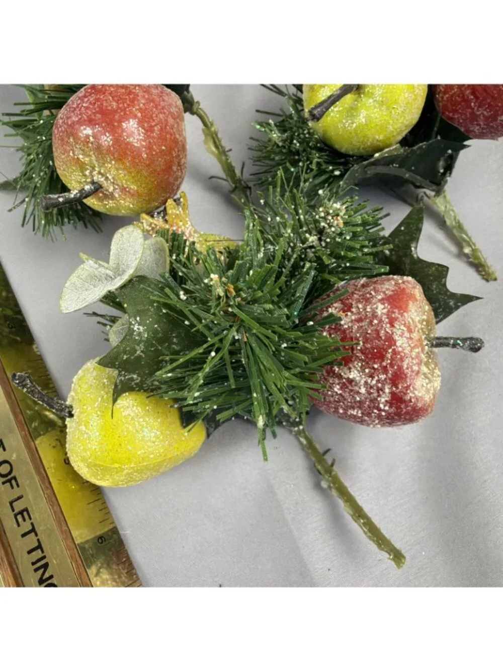 Lot Vintage Christmas Holiday Plastic Floral Wreath Picks Sugar Bead Fruit Berry